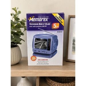 Vintage Memorex MT0500-08 Portable TV Am/Fm Radio 5.5" CRT NOS Triple Power